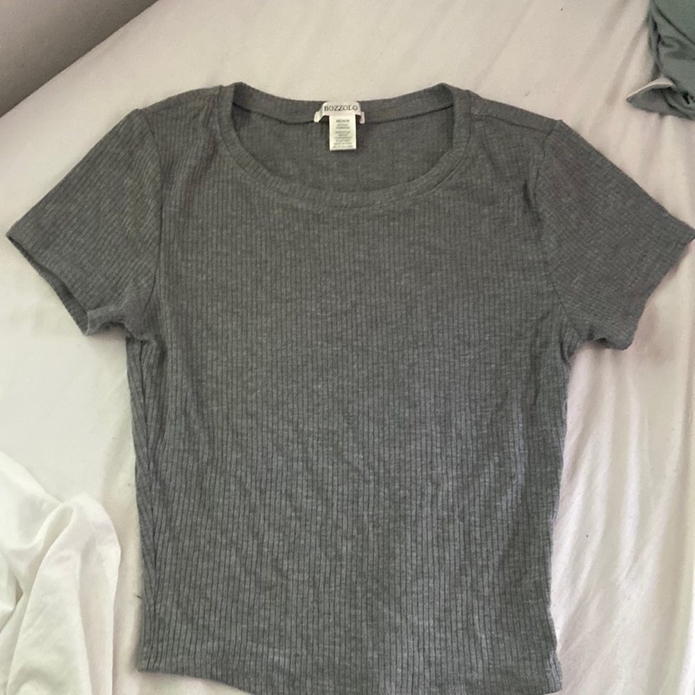Bozzolo Grey Ribbed Tee